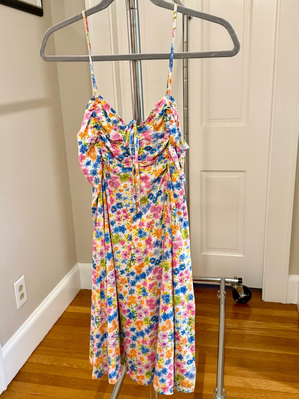 American Eagle Floral Cotton Sundress with Tie Front, size L